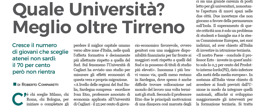 The migration of Sardinian college students: ESSPIN’s research in the regional weekly newspaper “Il Portico”